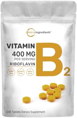 Riboflavina Micro Ingredients 400mg, 240 Mini Tabletas | Suplemento Esencial de Vitamina B2 | Vitaminas B para Energía | Fáciles de Tragar, No GMO - imagen 1