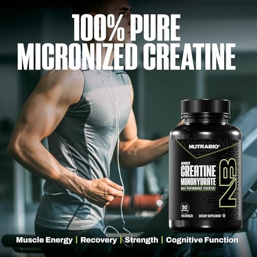 Creatina Monohidratada Micronizada en Cápsulas NutraBio, Suplemento para Aumentar Energía Muscular, Recuperación y Fuerza - Apta para Keto y Kosher - imagen 5