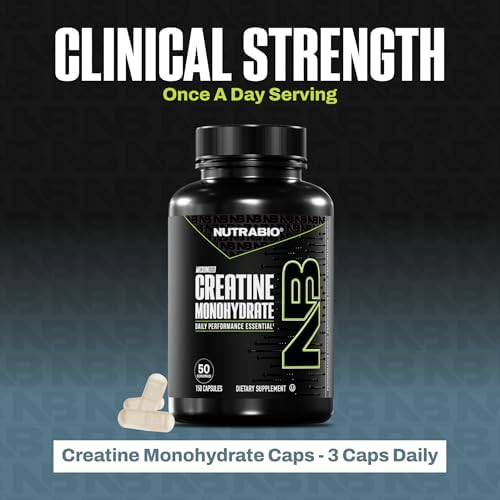 Creatina Monohidratada Micronizada en Cápsulas NutraBio, Suplemento para Aumentar Energía Muscular, Recuperación y Fuerza - Apta para Keto y Kosher - imagen 7