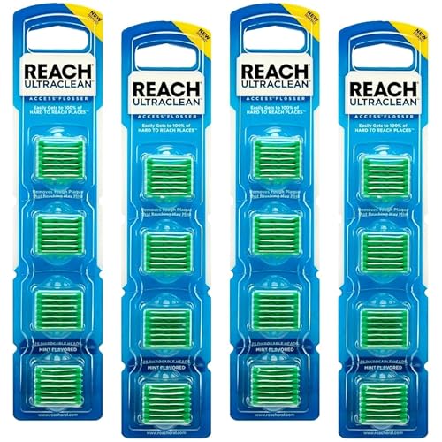 Cabezas Desechables REACH Ultraclean para Hilo Dental con Cristales de Menta Fresca 28 Piezas (Paquete de 4) - imagen 1
