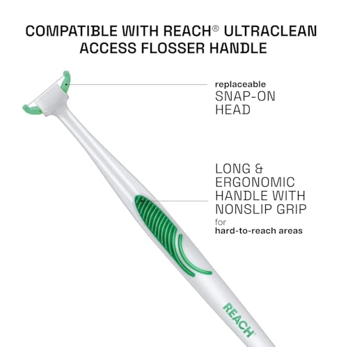 Cabezas Desechables REACH Ultraclean para Hilo Dental con Cristales de Menta Fresca 28 Piezas (Paquete de 4) - imagen 4