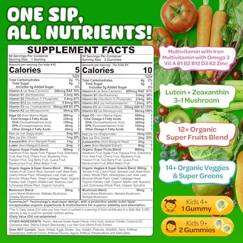 Multivitamínico NEVISS para Niños y Adolescentes de 4 a 17 Años con Hierro, Omega 3 y D3K2, Gominolas Orgánicas de Superalimentos, Sin Azúcar - imagen 2