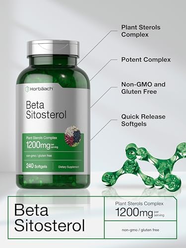 Horbäach Beta Sitosterol 1200mg | 240 Cápsulas Blandas | Suplemento de Fuerza Mega | Complejo de Esteroles Vegetales | Sin OGM, Libre de Gluten - imagen 4