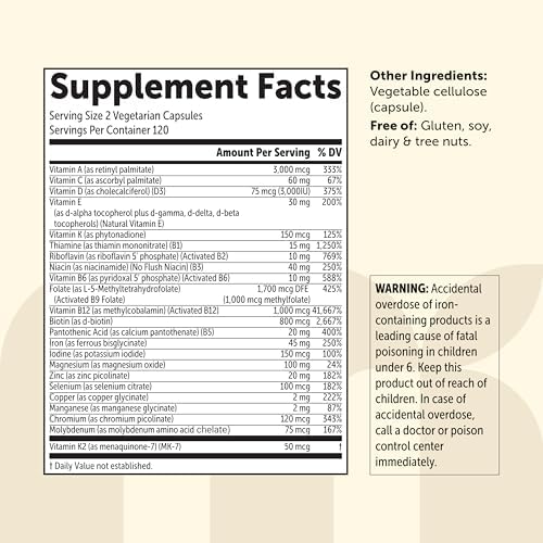 Multivitamínico Bariátrico Metilado Micro Ingredients con 45mg de Hierro para Mujeres y Hombres, 240 Cápsulas Veganas | 23 Vitaminas Esenciales con - imagen 3