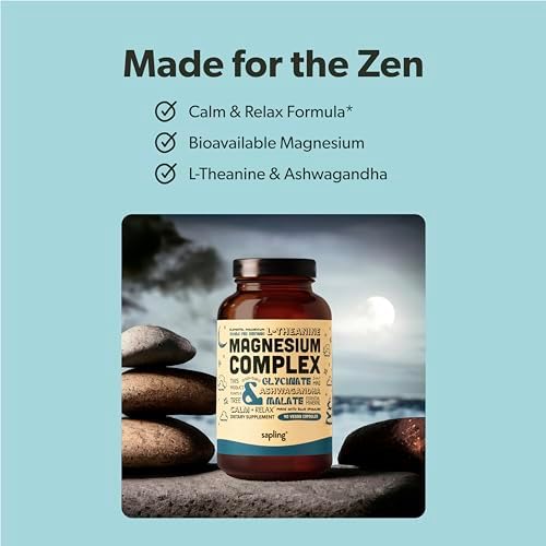Suplemento de Complejo de Glicinato de Magnesio - Magnesio Glicinato Quelado con Malato, Ashwagandha Orgánica, L-teanina y Espirulina Azul - Alta - imagen 2