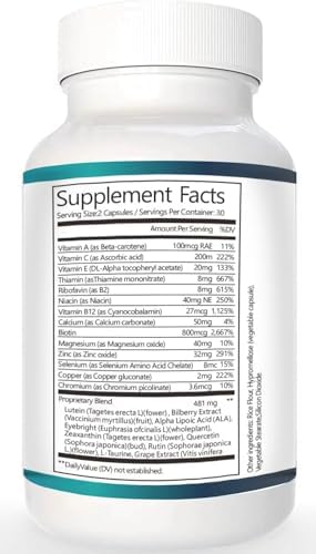 Suplemento Vunexo Retina Clear Pro para la Salud Ocular, con Minerales y Vitaminas, Luteína y Extracto de Arándano, Alivio de Fatiga Visual y Enfoque - imagen 8
