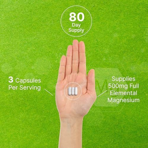 Magnesio Glycinate Max Strength 500mg por Porción, 240 Cápsulas | 100% Quelado para Fácil Absorción | Suplemento Esencial para Músculos, Sueño y - imagen 5