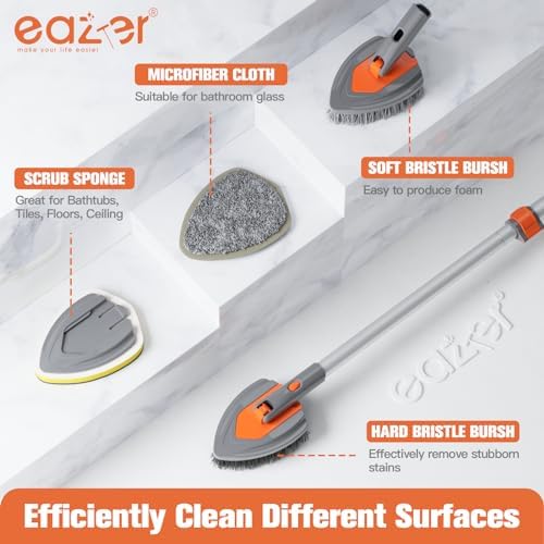 Eazer Cepillo de Baño 4 en 1 con Mango Largo - Cepillo Versátil para Ducha y Limpieza Eficiente de Baños - imagen 2