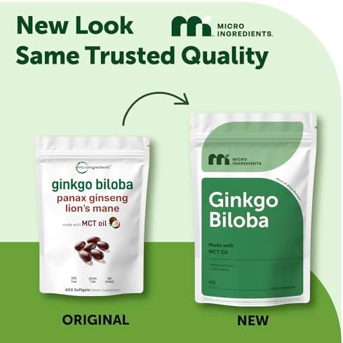 Micro Ingredients Ginkgo Biloba 120 mg por porción, 400 cápsulas blandas | Mezcla de hierbas con Ginseng Panax y Melena de León | Con aceite MCT | No - imagen 2