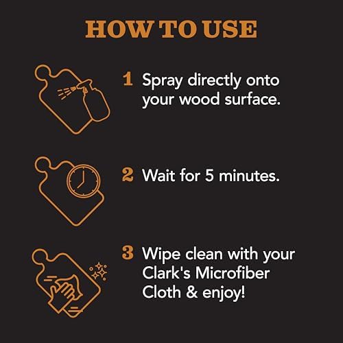 Limpiador en Spray para Tablas de Cortar CLARK'S, con Paño de Microfibra, Ingredientes Naturales, 12oz - Agua Filtrada, Vinagre, Jabón de Castilla, - imagen 7
