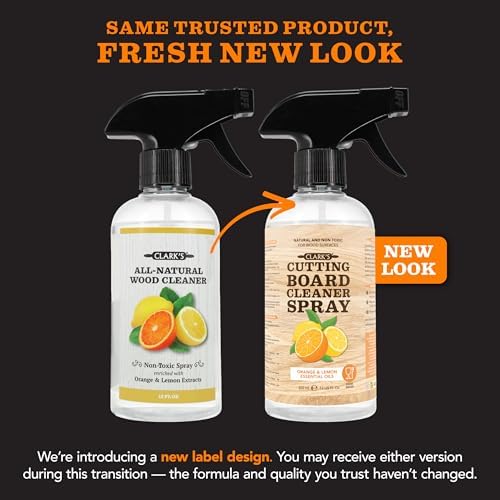 Limpiador en Spray para Tablas de Cortar CLARK'S, con Paño de Microfibra, Ingredientes Naturales, 12oz - Agua Filtrada, Vinagre, Jabón de Castilla, - imagen 8