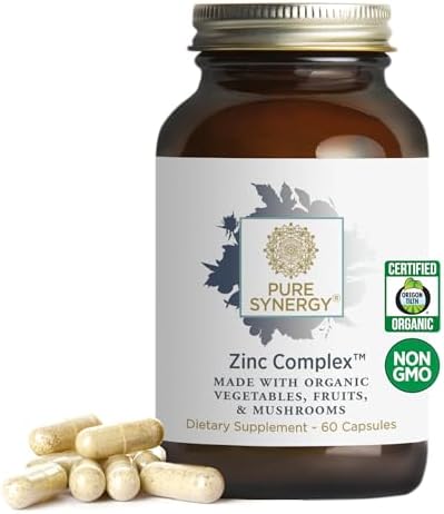 Complejo de Zinc PURE SYNERGY | Suplemento Natural y Vegano para el Sistema Inmunológico | Con Vitamina C y Alimentos Orgánicos (60 Cápsulas) - imagen 1