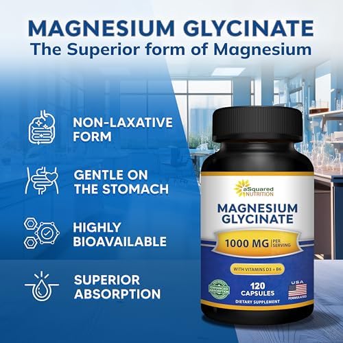 Glicinato de Magnesio 1000mg con Vitamina D3 y B6 - Suplemento Natural para Sueño, Músculos y Huesos - 120 Cápsulas - imagen 6