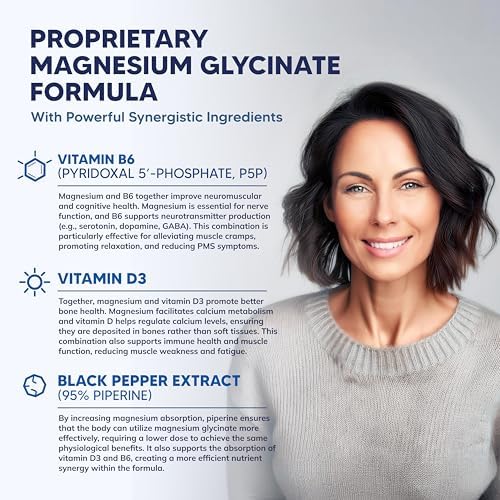 Glicinato de Magnesio 1000mg con Vitamina D3 y B6 - Suplemento Natural para Sueño, Músculos y Huesos - 120 Cápsulas - imagen 8