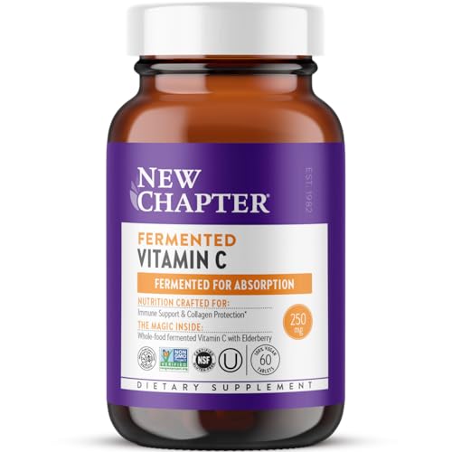 New Chapter Vitamina C Fermentada + Saúco, ONE Daily para Soporte Inmunológico y Protección de Colágeno, Hierbas Orgánicas, Vegano, Sin Gluten, 60 - imagen 4
