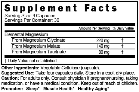 Nutri Triple Magnesium Complex 440mg - Magnesio Glicinato, Malato y Taurinato - 100% Quelado para Máxima Absorción - 120 Cápsulas Veganas - imagen 3