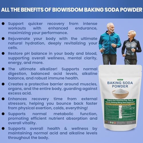 Bicarbonato de Sodio en Polvo BioWisdom Nutraceuticals, Orgánico, Grado 1, Sin Aluminio, Natural, 1lb, Suplemento para Estómago y Riñones - imagen 5