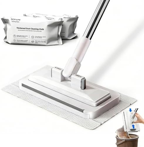 Mopa y Barrido Mini SOPAMI con Mango Extensible de 55, Ideal para Esquinas, Paredes y Pisos de Madera y Mármol, Incluye 2 Paños Reutilizables y 1 - imagen 1