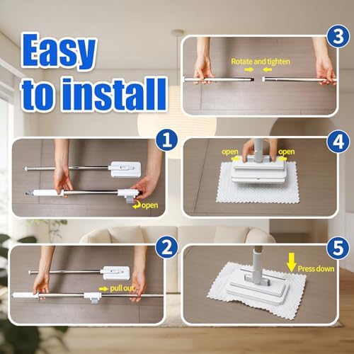 Mopa y Barrido Mini SOPAMI con Mango Extensible de 55, Ideal para Esquinas, Paredes y Pisos de Madera y Mármol, Incluye 2 Paños Reutilizables y 1 - imagen 4