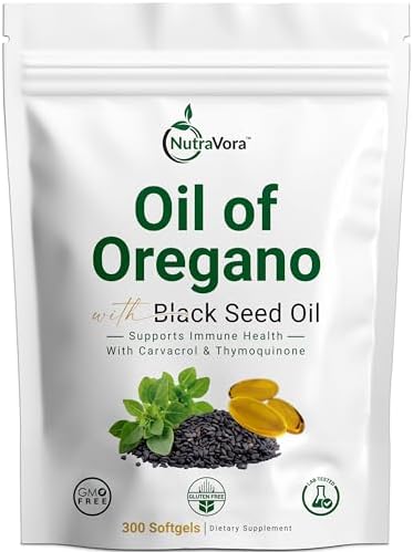 Cápsulas de Aceite de Orégano con Aceite de Semilla Negra NutraVora – Suplemento Natural para Inmunidad y Respiración – Alta Potencia con Carvacrol y - imagen 1