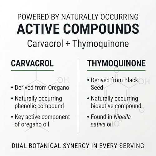 Cápsulas de Aceite de Orégano con Aceite de Semilla Negra NutraVora – Suplemento Natural para Inmunidad y Respiración – Alta Potencia con Carvacrol y - imagen 5