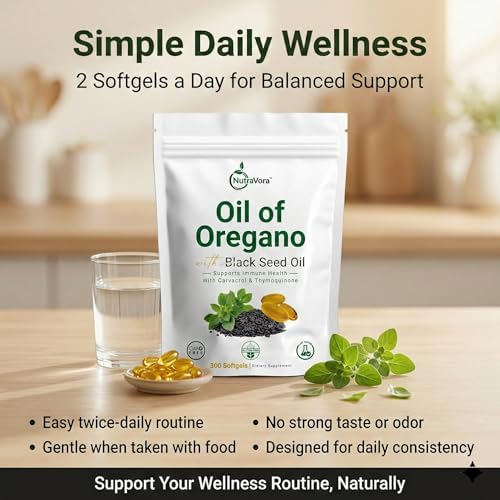 Cápsulas de Aceite de Orégano con Aceite de Semilla Negra NutraVora – Suplemento Natural para Inmunidad y Respiración – Alta Potencia con Carvacrol y - imagen 8