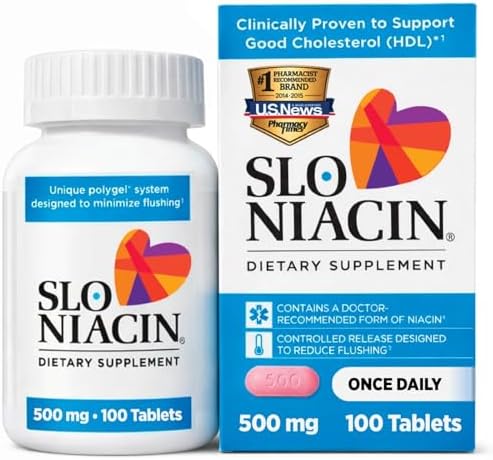 Slo-Niacin Liberación Lenta Niacina 500mg – Suplemento de Vitamina B3 para la Salud del Corazón – Vitaminas B3 Sin Enrojecimiento – 100 Tabletas - imagen 1