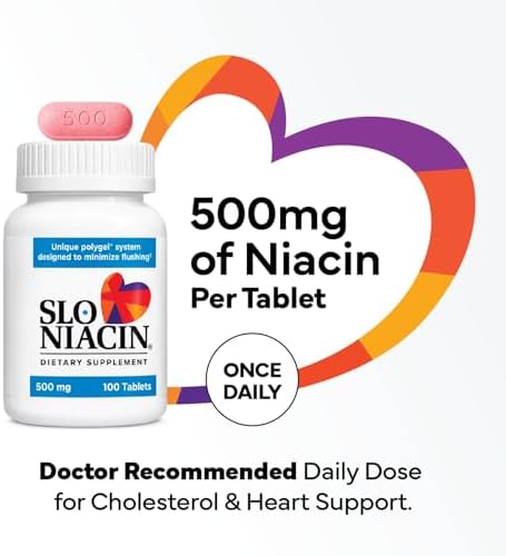 Slo-Niacin Liberación Lenta Niacina 500mg – Suplemento de Vitamina B3 para la Salud del Corazón – Vitaminas B3 Sin Enrojecimiento – 100 Tabletas - imagen 5