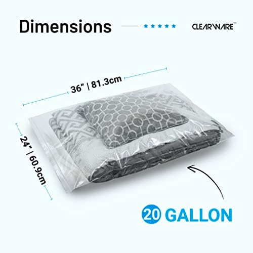 Paquete de 12 Bolsas Plásticas Grandes con Cierre, Tamaño 20 Galones 24 x 32, Bolsas de Almacenamiento Extra Grandes, para Ropa, Viajes y Mudanzas, - imagen 2