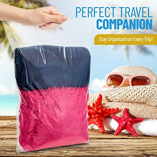 Paquete de 12 Bolsas Plásticas Grandes con Cierre, Tamaño 20 Galones 24 x 32, Bolsas de Almacenamiento Extra Grandes, para Ropa, Viajes y Mudanzas, - imagen 8