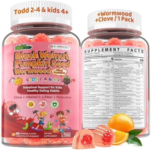 Gomitas Para Niños 2-4 Años y 4+ Para Salud Digestiva con Ajenjo, Nogal Negro, Clavo, Semillas de Calabaza, Vitamina C, D3 y Zinc (60 piezas) - imagen 1