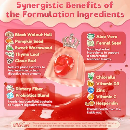 Gomitas Para Niños 2-4 Años y 4+ Para Salud Digestiva con Ajenjo, Nogal Negro, Clavo, Semillas de Calabaza, Vitamina C, D3 y Zinc (60 piezas) - imagen 3