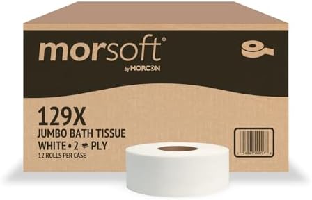 Rollos de Papel Higiénico Jumbo Morsoft by Morcon, 12 Rollos/Caja, 2 Capas, 100% Fibras Recicladas, Suave y Absorbente, Compatible con Dispensadores - imagen 1