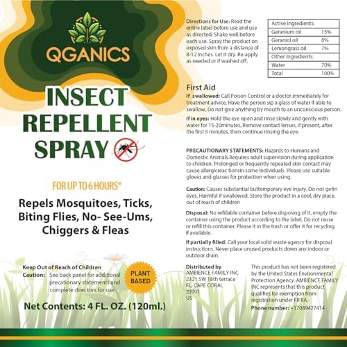 Spray Repelente de Mosquitos para Cuerpo, Tamaño Viaje, Ingredientes Naturales, Sin DEET, 4 Fl Oz, Paquete de 2 - imagen 7