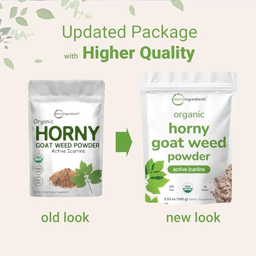 Máxima Fuerza de Hierba de Cabra Horny Orgánica con Icariinas Activas para Hombres y Mujeres, 100 Gramos, Polvo de Epimedium Orgánico para Energía y - imagen 3