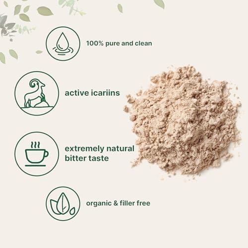 Máxima Fuerza de Hierba de Cabra Horny Orgánica con Icariinas Activas para Hombres y Mujeres, 100 Gramos, Polvo de Epimedium Orgánico para Energía y - imagen 4
