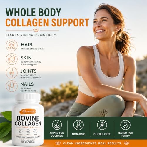 Suplementos de Colágeno Bovino SIRUNES para Hombres y Mujeres | Colágeno Hidrolizado de Res Alimentada con Pasto - 100 Cápsulas para Articulaciones, - imagen 3