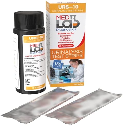Tiras Reactivas de Orina Med Lab Diagnostics de 10 Parámetros para Análisis de Orina (150 Pzas) en Paquetes Sellados. Pruebas de Cetosis, pH, - imagen 3