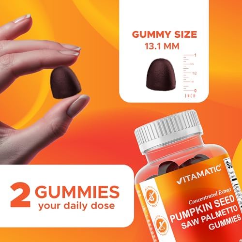 Gomitas Vitamatic de Extracto de Semilla de Calabaza 20:1 y Saw Palmetto 10:1 – Sin Azúcar, Sabor a Frambuesa Natural – Veganas y No Transgénicas – - imagen 3