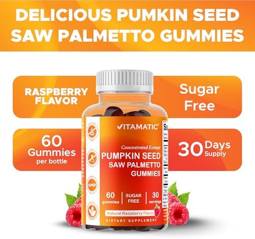 Gomitas Vitamatic de Extracto de Semilla de Calabaza 20:1 y Saw Palmetto 10:1 – Sin Azúcar, Sabor a Frambuesa Natural – Veganas y No Transgénicas – - imagen 5