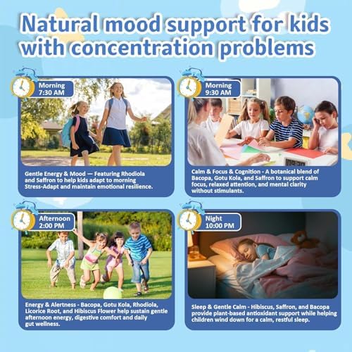 Gomitas de Azafrán para Niños - Suplementos de Extracto de Azafrán con GABA, Calma el Mal Humor, Apoya el Estado de Ánimo y la Cognición, Sin Azúcar, - imagen 3