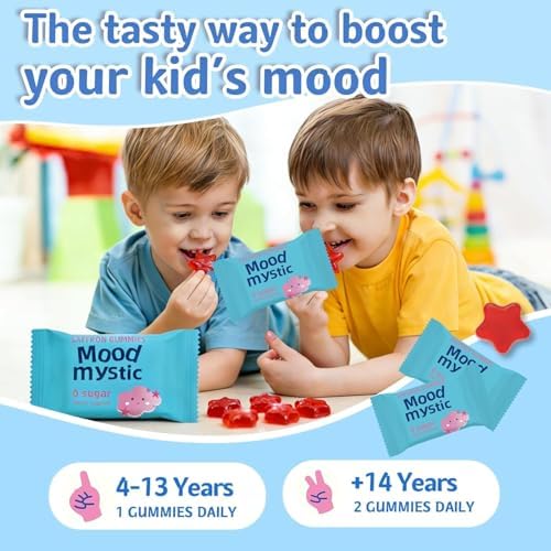 Gomitas de Azafrán para Niños - Suplementos de Extracto de Azafrán con GABA, Calma el Mal Humor, Apoya el Estado de Ánimo y la Cognición, Sin Azúcar, - imagen 5