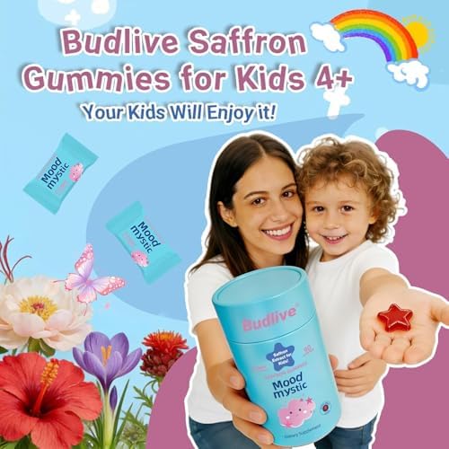 Gomitas de Azafrán para Niños - Suplementos de Extracto de Azafrán con GABA, Calma el Mal Humor, Apoya el Estado de Ánimo y la Cognición, Sin Azúcar, - imagen 6