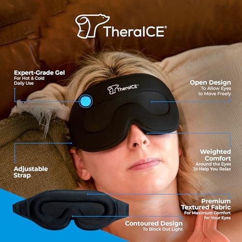 Máscara de Sueño TheraICE + Gel Refrescante - Máscara de Ojos con Peso 100% Oscura 3D para Relajación y Sueño Cómodo | Unisex - imagen 2
