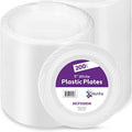 Juego de 200 Platos de Plástico Blanco Munfix - Platos Desechables de 9 Pulgadas para Fiestas, BBQ, Picnics y Eventos, Apto para Microondas y - imagen 1