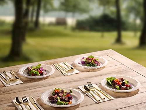 Juego de 200 Platos de Plástico Blanco Munfix - Platos Desechables de 9 Pulgadas para Fiestas, BBQ, Picnics y Eventos, Apto para Microondas y - imagen 3