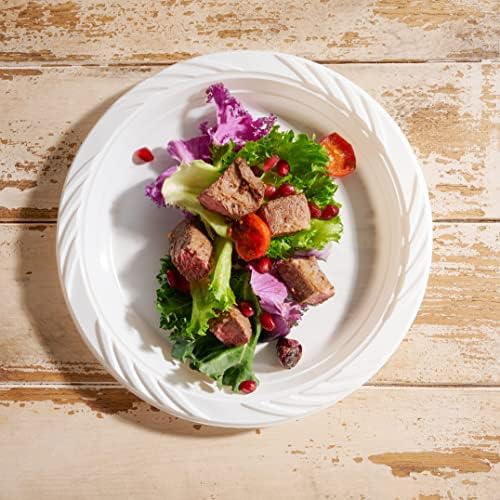 Juego de 200 Platos de Plástico Blanco Munfix - Platos Desechables de 9 Pulgadas para Fiestas, BBQ, Picnics y Eventos, Apto para Microondas y - imagen 4
