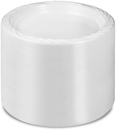 Juego de 200 Platos de Plástico Blanco Munfix - Platos Desechables de 9 Pulgadas para Fiestas, BBQ, Picnics y Eventos, Apto para Microondas y - imagen 5