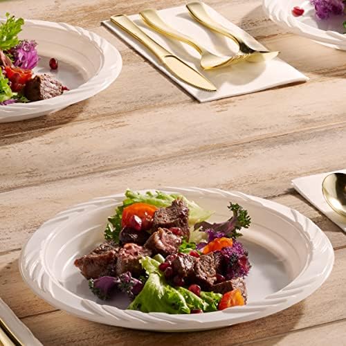 Juego de 200 Platos de Plástico Blanco Munfix - Platos Desechables de 9 Pulgadas para Fiestas, BBQ, Picnics y Eventos, Apto para Microondas y - imagen 6