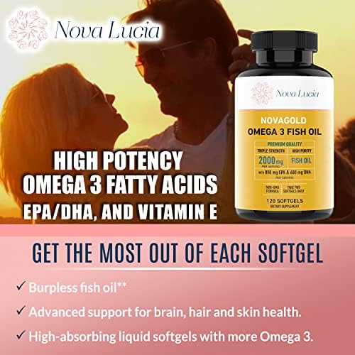 Omega 3 Aceite de Pescado NovaGold – Suplemento de 2000mg EPA DHA – Cápsulas Blandas Sin Eructos – Apoya Corazón, Cerebro, Articulaciones, Inmunidad - imagen 4